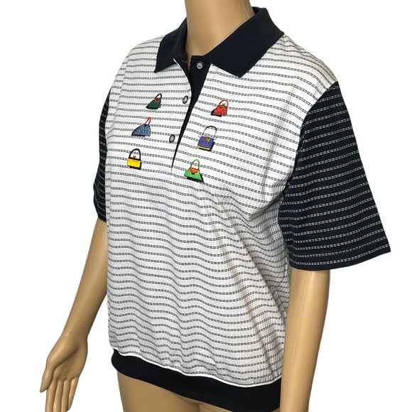 Vintage Blast Petites Women's S PS Blouse Short Sleeve Embroidered Purses Polo S - Picture 7 of 12